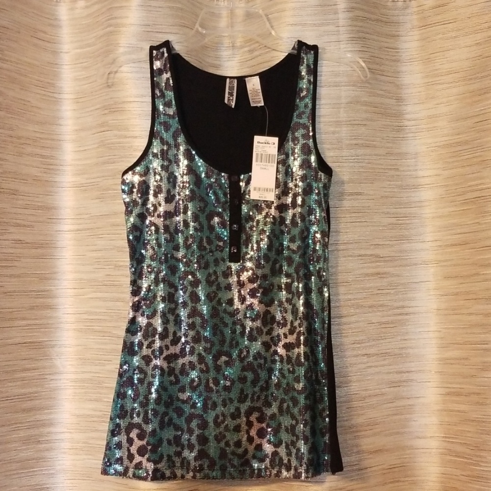 Leopard sequins tank top